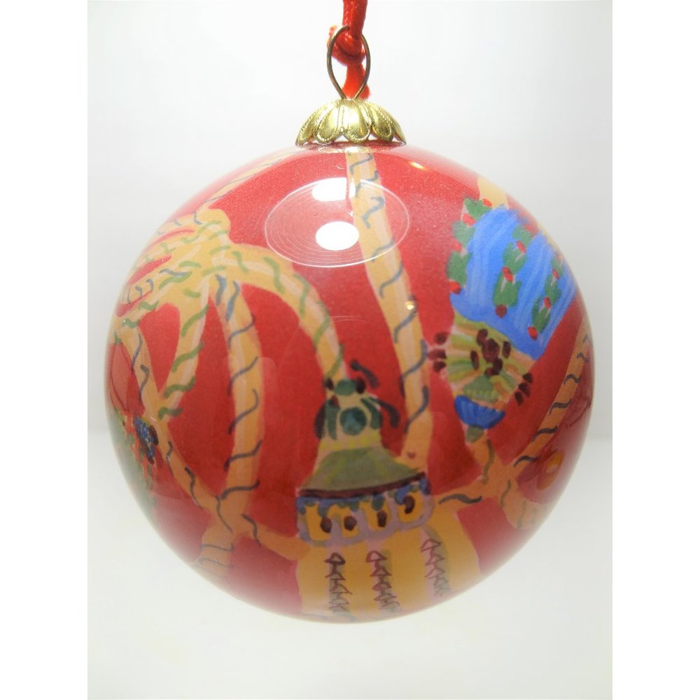 Christmas Ornament Glass Hand Painted on Inside